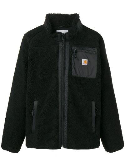 Carhartt Textured Fleece Jacket With High Collar And Zippered Pockets In Black