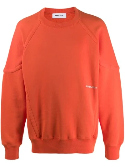 Ambush Logo-print Piped Cotton Sweatshirt In Orange