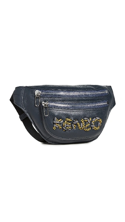 Kenzo Cord Embroidery Bumbag In Navy Blue