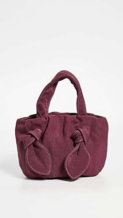 Staud Ronnie Satin Knotted Tote Bag In Red