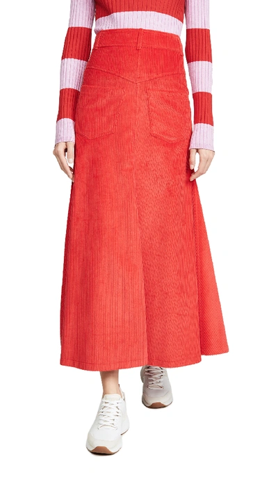 A.w.a.k.e. Back To Front Red Corduroy Skirt