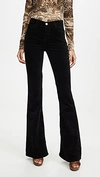 J Brand 1219 Runway Cotton-blend Velvet Flared Pants In Black