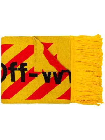 Off-white Arrow Intarsia Wool-blend Scarf In Yellow