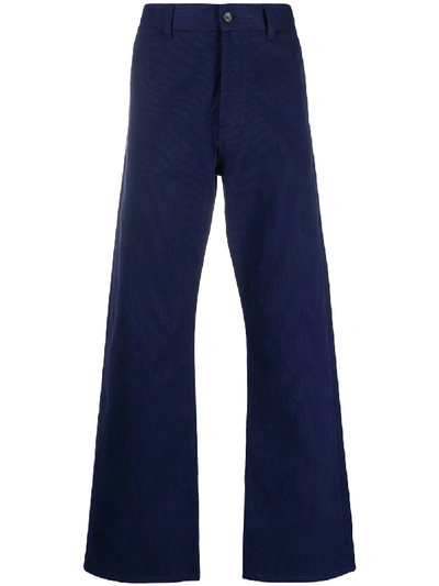 Marni Rolled Hem Flared Trousers In Blue