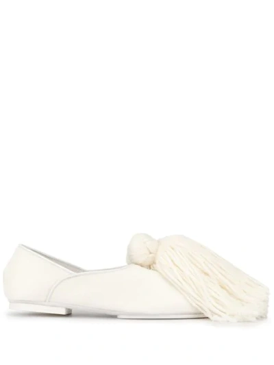 Jil Sander Tassel Detail Loafers In White