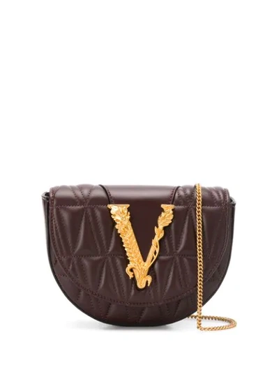 Versace Quilted Virtus Belt Bag In Brown