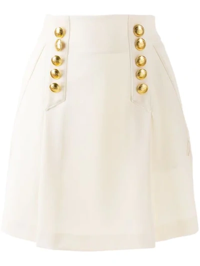 Alberta Ferretti Button-embellished Mini Skirt In Neutrals