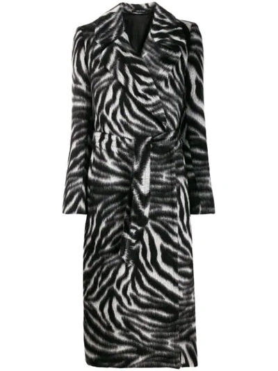 Tagliatore Zebra-print Belted Coat In Grey