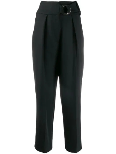 Erika Cavallini High Waisted Straight Leg Trousers In Black