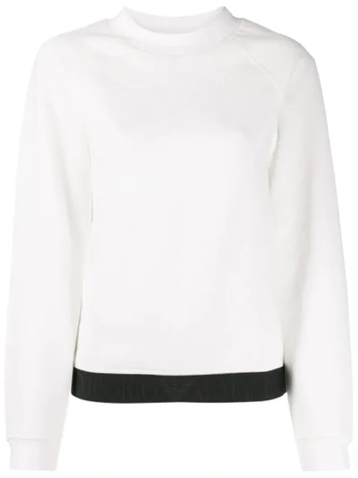 Emporio Armani Logo Jacquard Trim Sweatshirt In White