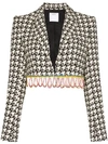 AREA CRYSTAL TRIM CROPPED JACKET