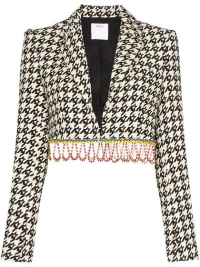 Area Houndstooth Cropped Bolero Jacket In White