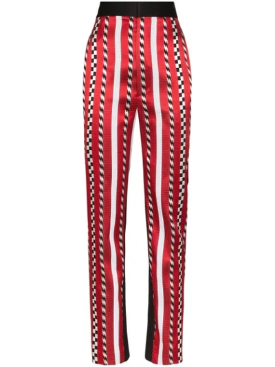 Haider Ackermann High-rise Striped Slim-leg Trousers In Red