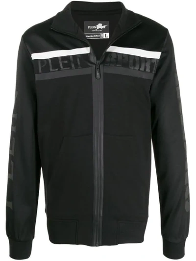 Plein Sport Logo Print Sports Jacket In Black