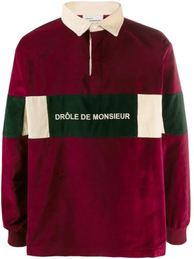 Drôle De Monsieur Polo Shirt Velvet Paneled - Burgundy In Red