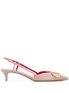 Valentino Garavani Vlogo Leather Slingback Pumps In Pink