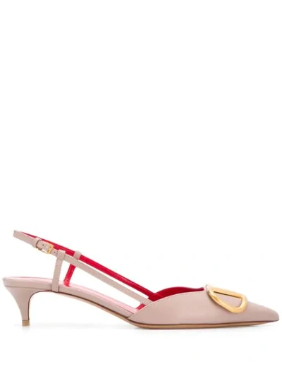 Valentino Garavani Vlogo Leather Slingback Pumps In Pink