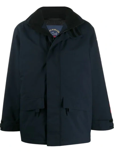 Paul & Shark Zipped Windbreaker Jacket In Blue