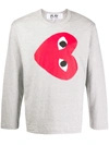 Comme Des Garçons Play Comme Des Garcons Play Grey Horizontal Heart Long Sleeve T-shirt In Grey
