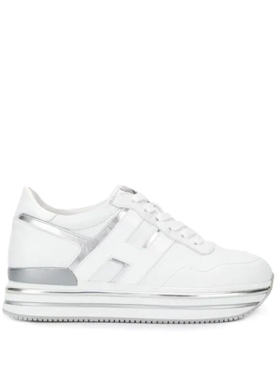 Hogan H483 Leather Platform Sneakers In White