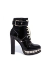 Alexander Mcqueen Studded Metallic Platform Sole Ankle Boots In Black