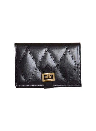 Givenchy Gv3 Medium Quilted Leather Wallet In Black In Nero