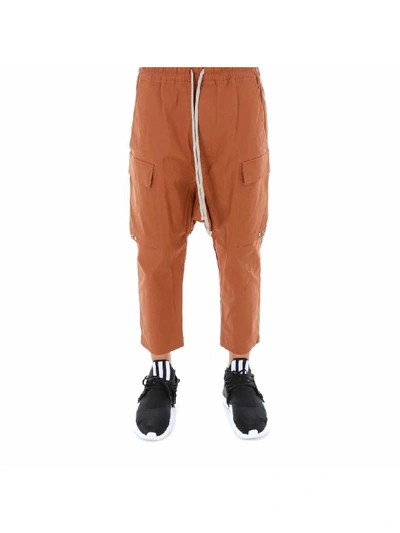 Rick Owens Drawstring Cargo Cropped Trousers In Brown