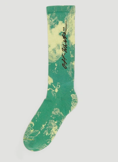 Off-white Tie Dye Logo Socks In Green