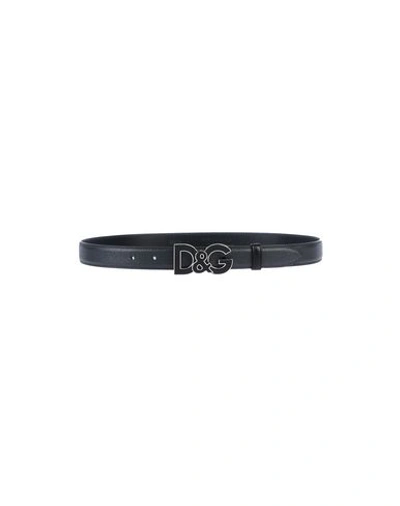 Dolce & Gabbana Leather Belt In Steel Grey