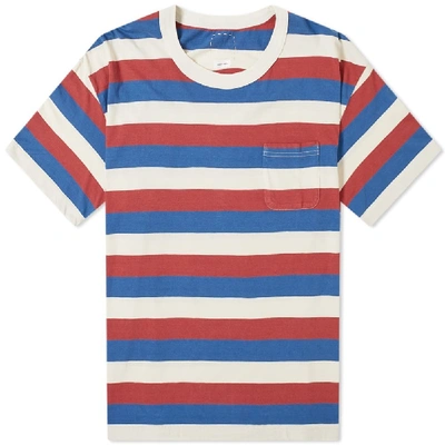 Visvim Striped Cotton-jersey T-shirt In Blue