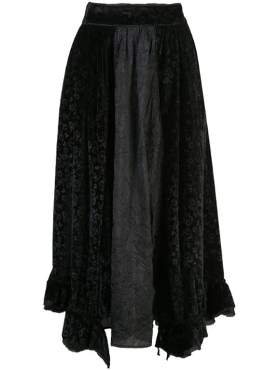 Renli Su Floral Velvet Skirt In Black