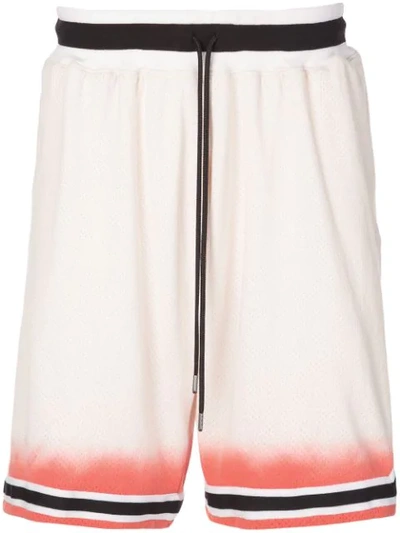 John Elliott Gradient Hem Shorts In White