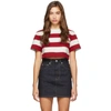ALEXANDER WANG ALEXANDER WANG RED AND GREY STRIPED CROPPED CHYNATOWN T-SHIRT