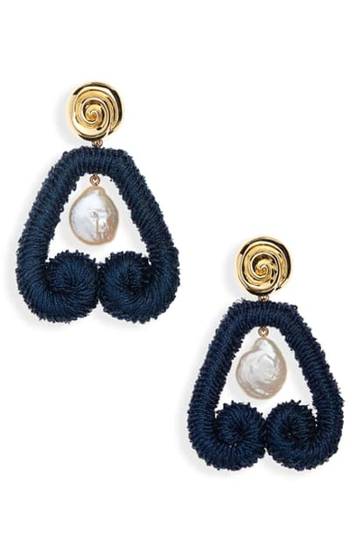 Lizzie Fortunato Scroll Drop Earrings In Blue