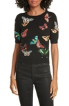 ALICE AND OLIVIA CIARA BUTTERFLY CROP SWEATER,CC909S63704