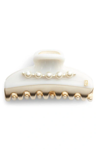 Alexandre De Paris Vendome Imitation Pearl Embellished Hair Clip In White