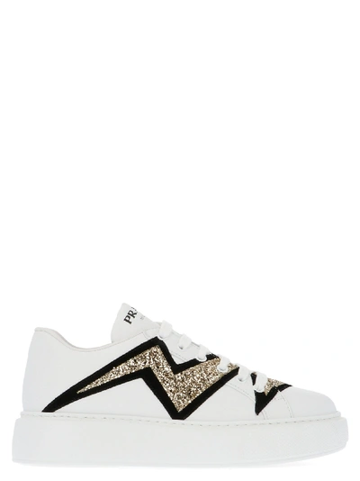 Prada Lightning Bolt Low-top Sneakers In White