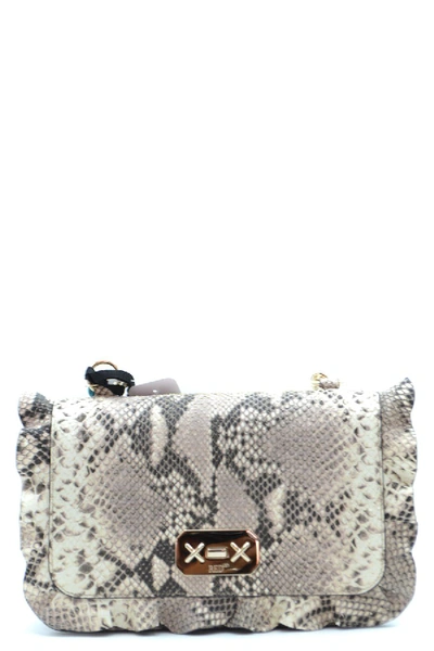Red Valentino Ruched Python Print Leather Shoulder Bag In Animal Print