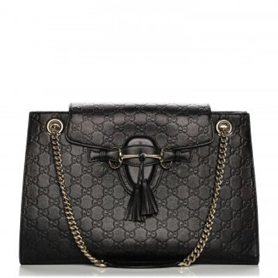 Pre-owned Gucci Emily Shoulder Bag Ssima Large Black
