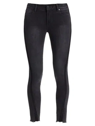 Paige Jeans Verdugo Split-cuff Ankle Skinny Jeans In Black Granite