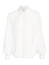 FRAME WOMEN'S 70S CONTRAST STITCH PUFF-SLEEVE SILK SHIRT,0400011653070