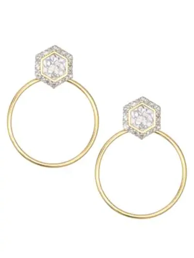 Shana Gulati Women's Diu 18k Yellow Gold Vermeil, Sliced Raw Diamond & Pavé Champagne Diamond Stud Hoop Earrings