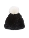 GLAMOURPUSS Signature Knit Rex Rabbit Fur & Fox Fur Pom-Pom Hat