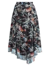 DEREK LAM 10 CROSBY Floral Asymmetrical Midi Skirt