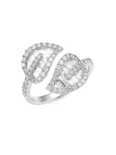 Anita Ko Medium 18k White Gold & Diamond Baguette Leaf Ring