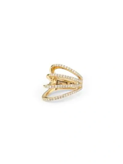 Ef Collection 14k Yellow Gold & Diamond Cage Single Ear Cuff (right)