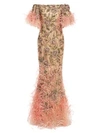 MARCHESA Embellished Off-The-Shoulder Gown