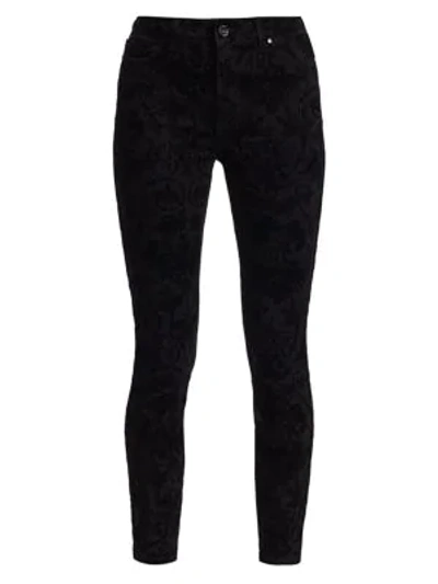 Paige Jeans Women's Hoxton High-rise Velvet Floral Skinny Jeans In Black