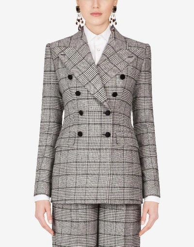 Dolce & Gabbana Glen Plaid Double-breasted Jacket In Multi
