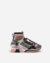 DOLCE & GABBANA SORRENTO HIGH-TOP TREKKING SNEAKERS IN MULTI-COLORED MIXED MATERIALS